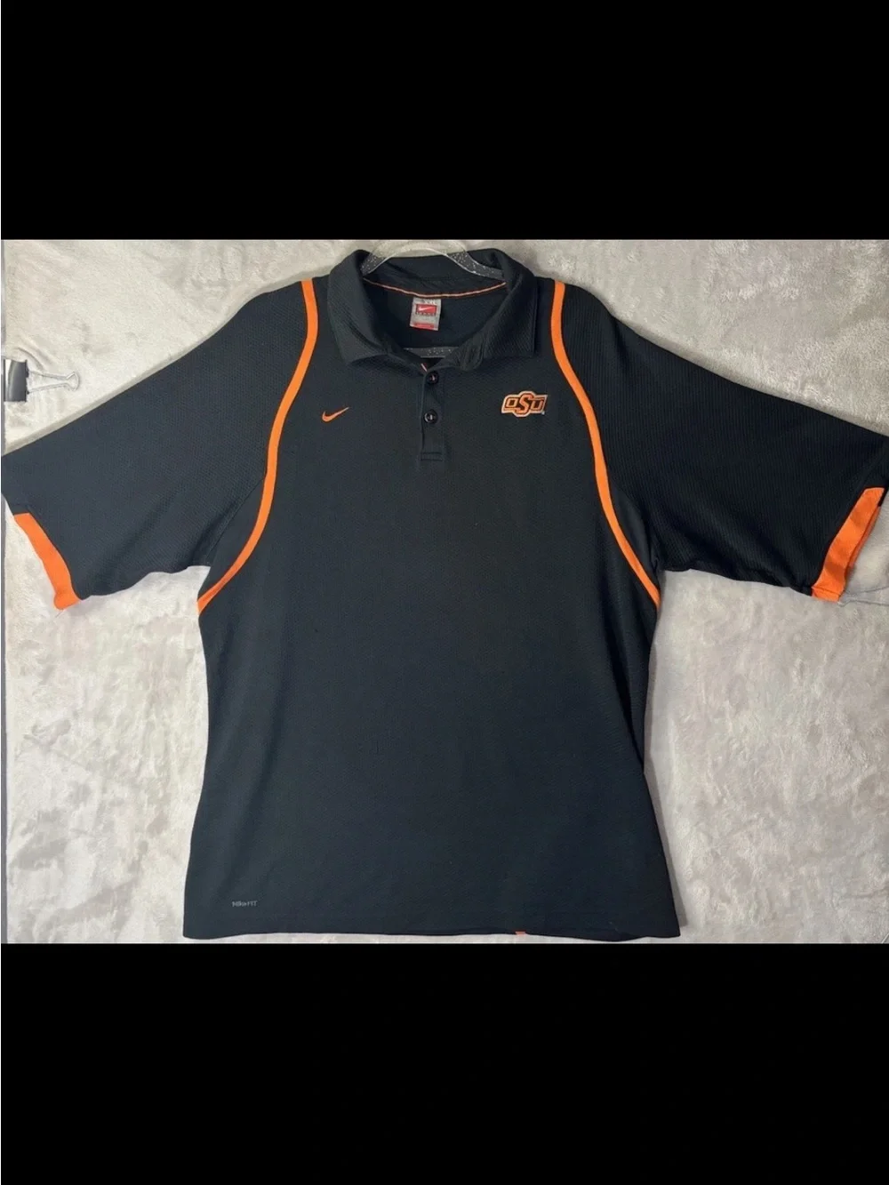 Nike Fit Dry Oklahoma State Cowboys Polo Shirt Black Orange Men’s XXL NCAA